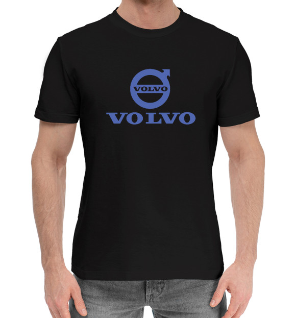 Мужская хлопковая футболка с изображением Volvo Cars цвета Черный