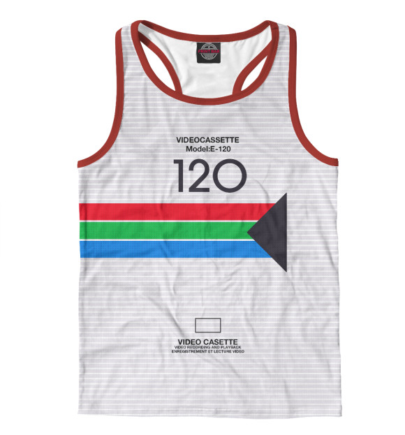 Мужская майка-борцовка с изображением VHS E-120 цвета Белый