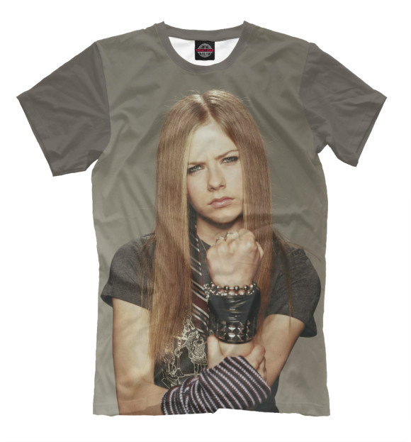 Мужская футболка с изображением Avril Lavigne цвета Серый