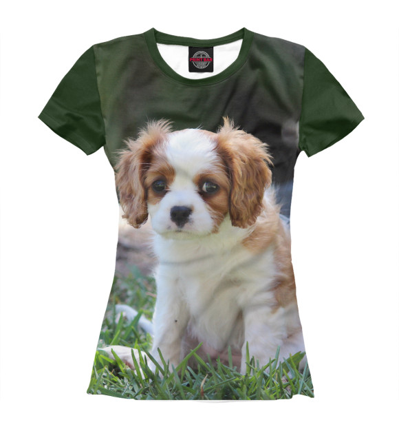 Женская футболка с изображением Собака цвета Белый