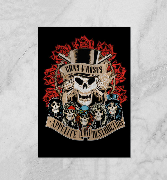 Плакат с изображением Guns N' Roses цвета Белый