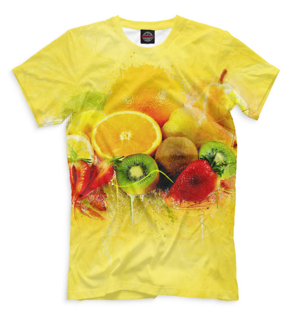 Мужская футболка с изображением Фрукты и ягоды цвета Молочно-белый