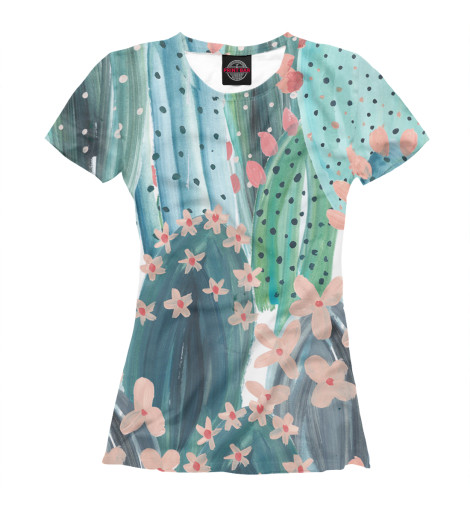 

Футболки Print Bar, Белый, Цветущий кактус