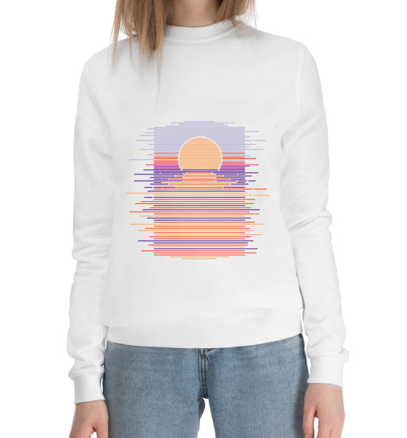 Женский хлопковый свитшот с изображением Geometric Sunset цвета Белый