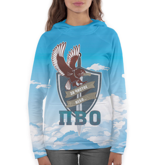 Женское худи с изображением ПВО цвета Белый