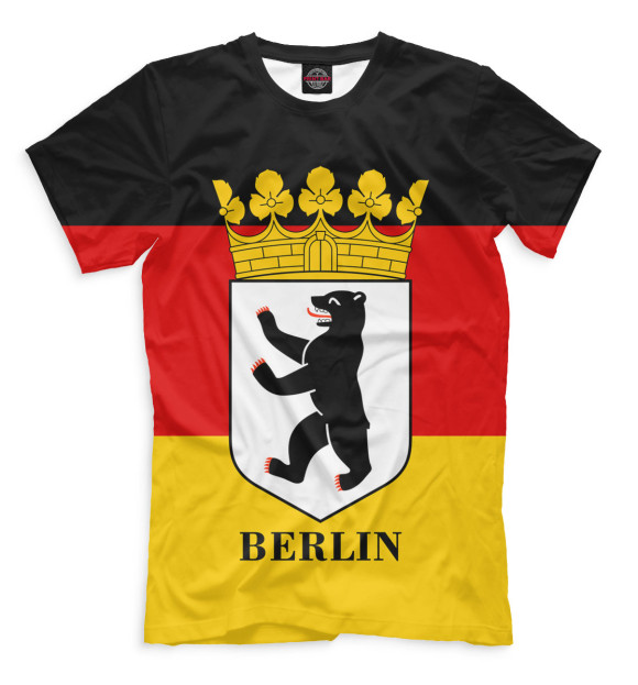 Мужская футболка с изображением Берлин цвета Черный