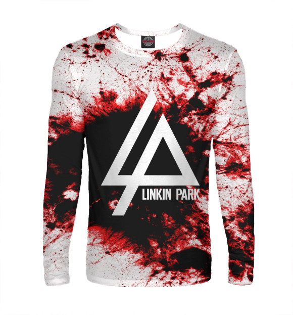 Мужской лонгслив с притом LINKIN PARK BLOOD COLLECTION цвета Белый Мужской лонгслив с изображением LINKIN PARK BLOOD COLLECTION цвета Белый