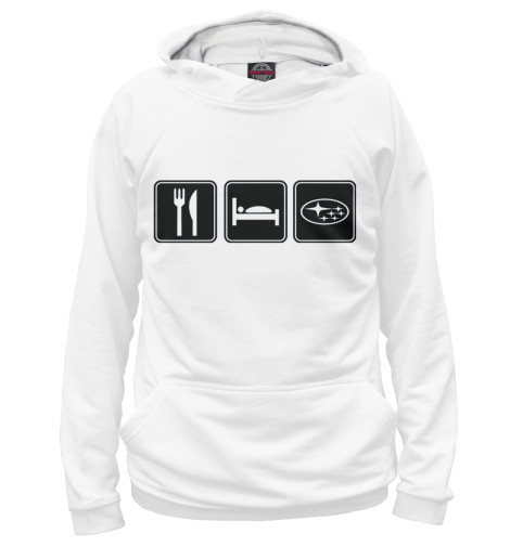 

Худи Print Bar, Белый, Eat, sleep, Subaru