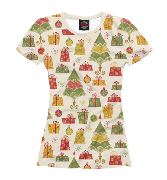 Женская футболка с изображением Новый Год цвета Белый