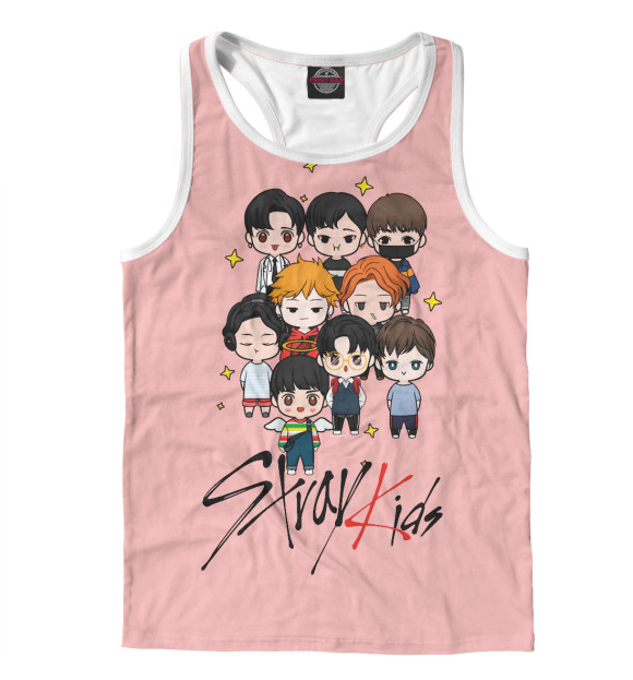 Мужская майка-борцовка с изображением Stray Kids группа цвета Белый