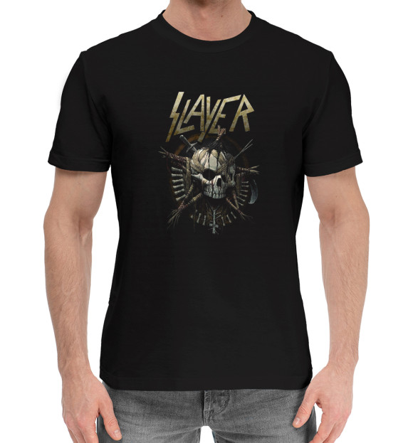 Мужская хлопковая футболка с изображением Slayer цвета Черный