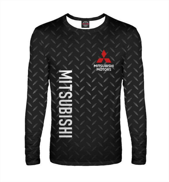Мужской лонгслив с изображением Mitsubishi Сталь цвета Белый