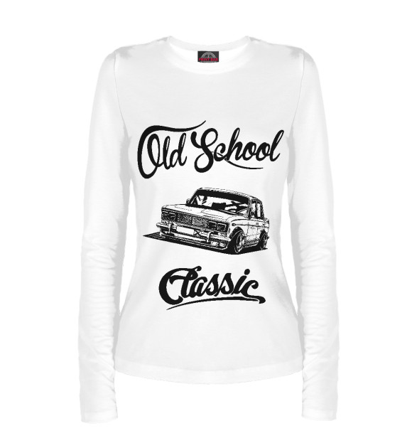 Женский лонгслив с изображением ВАЗ 2106 цвета Белый