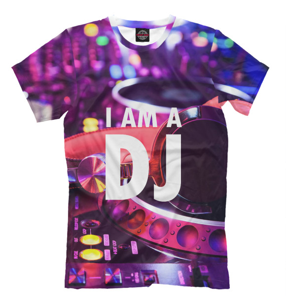 Мужская футболка с изображением I am a DJ цвета Молочно-белый