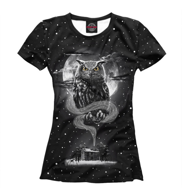 Женская футболка с изображением Ночная сова цвета Белый