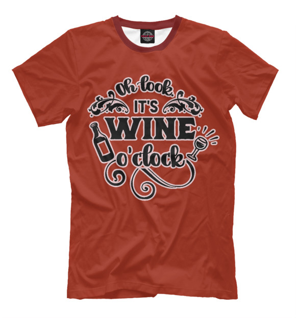 Мужская футболка с изображением Wine time цвета Белый