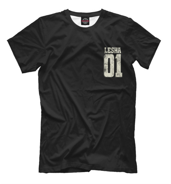 Мужская футболка с изображением Леша 01 цвета Черный