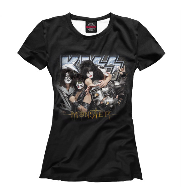 Футболка для девочек с изображением KISS цвета Белый