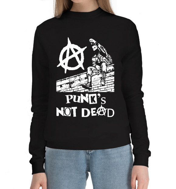 Женский хлопковый свитшот с изображением Анархия цвета Черный