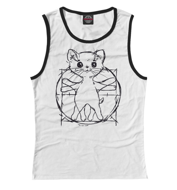 Майка для девочки с изображением Котёнок Давинчи цвета Белый