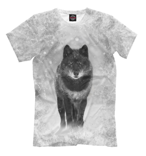 Мужская футболка с изображением Черный волк цвета Бежевый