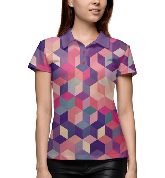 Женское поло с притом Абстракция цвета Белый Женское поло с изображением Абстракция цвета Белый