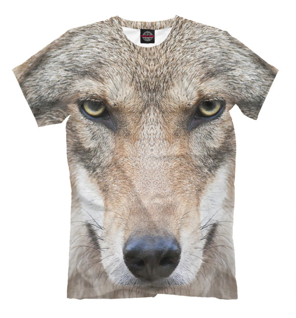 Мужская футболка с изображением Волк цвета Молочно-белый