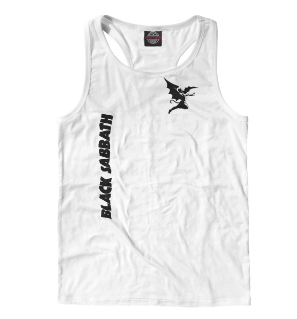 Мужская майка-борцовка с притом Black Sabbath цвета Белый Мужская майка-борцовка с изображением Black Sabbath цвета Белый