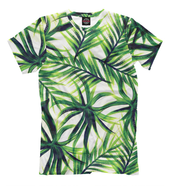 Мужская футболка с изображением Пальмовые листья цвета Молочно-белый