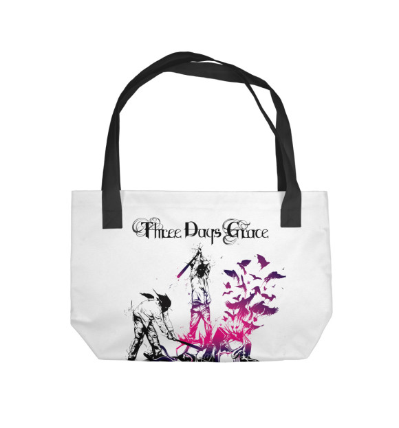 Пляжная сумка с притом Three Days Grace цвета  Пляжная сумка с изображением Three Days Grace цвета
