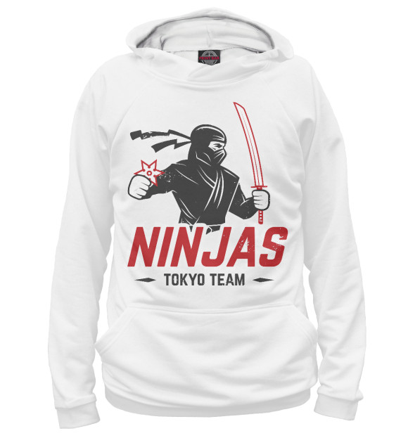 Женское худи с изображением Ninja цвета Белый