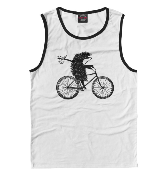 Майка для мальчика с изображением Ежик на велосипеде цвета Белый