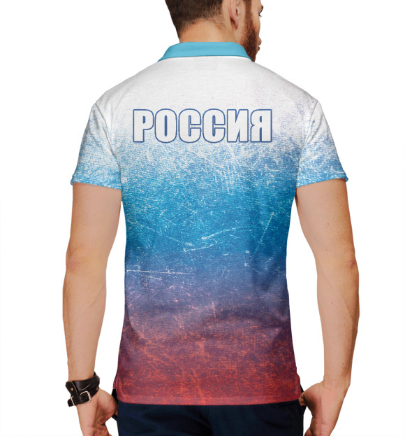 Мужское поло с изображением Россия цвета Белый