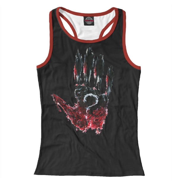 Женская майка-борцовка с изображением Bloody Hand цвета Белый