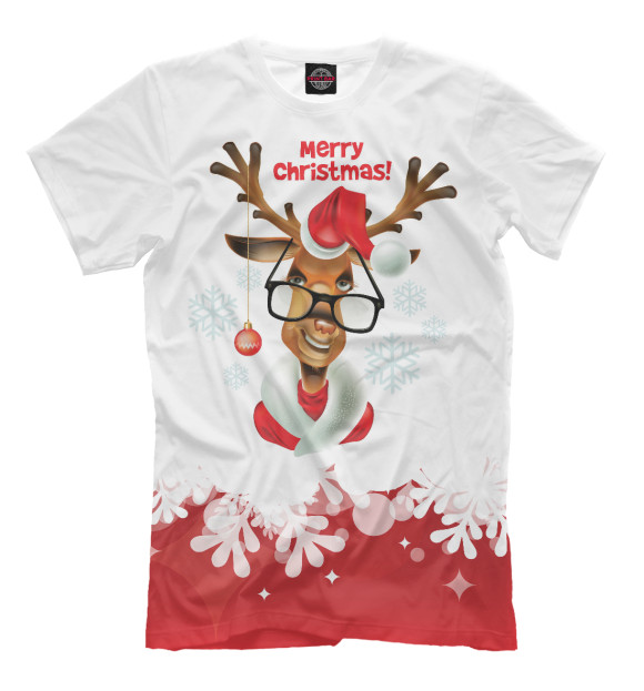 Мужская футболка с изображением Merry Christmas цвета Белый