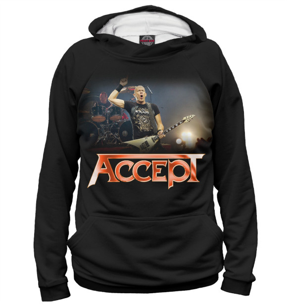Мужское худи с изображением Accept цвета Белый