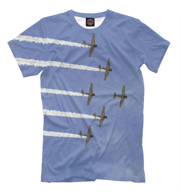Мужская футболка с изображением Авиация цвета Серый