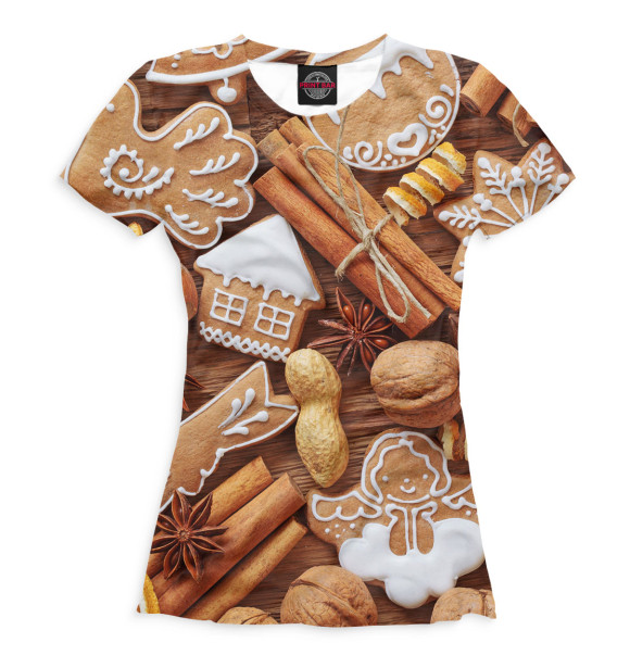 Женская футболка с изображением Новый Год цвета Белый