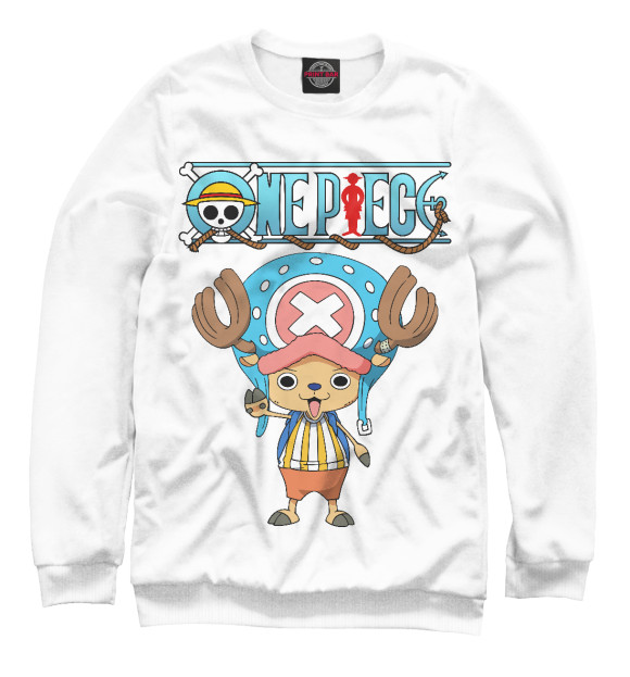 Свитшот для девочек с изображением One Piece. Тони Тони Чоппер цвета Белый