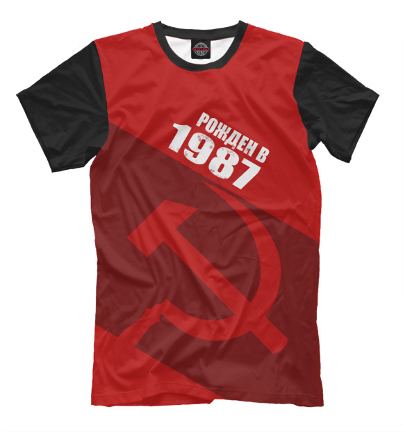 Мужская футболка с изображением 1987 цвета Темно-бордовый