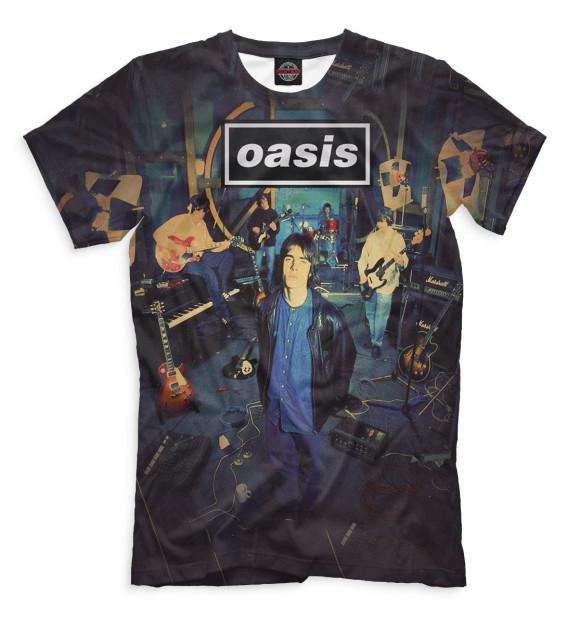Мужская футболка с изображением Oasis цвета Черный