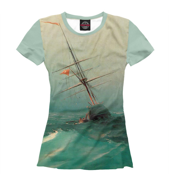 Женская футболка с изображением Айвазовский И.К. Ночь. Голубая волна цвета Белый
