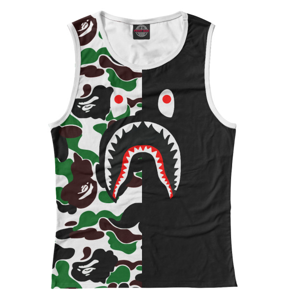 Женская майка с изображением Bape Shark цвета Белый
