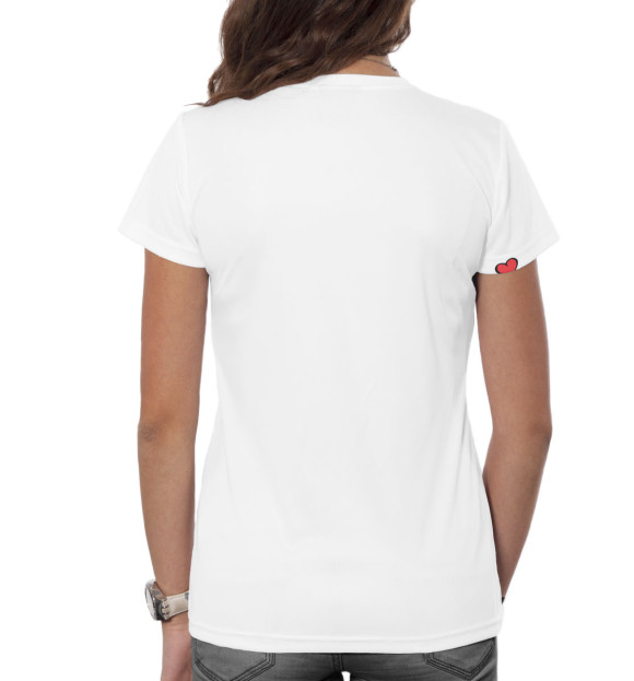 Женская футболка с изображением Влюблённые смурфики цвета Белый