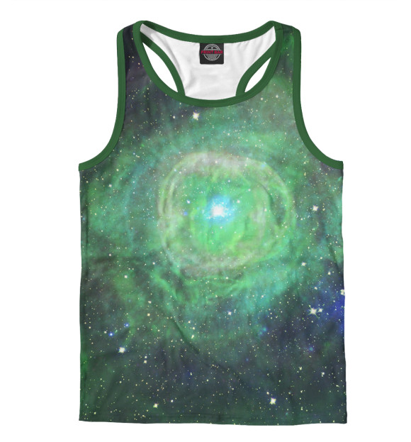 Мужская майка-борцовка с изображением Зеленый Космос цвета Белый