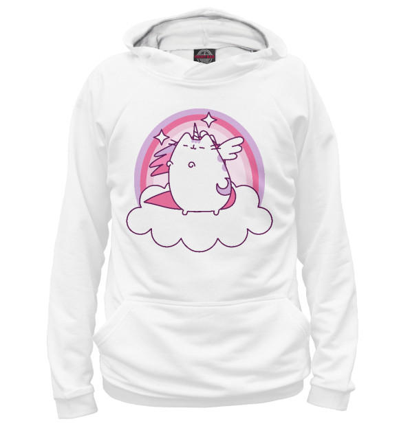 Женское худи с изображением Pusheen Magic цвета Белый