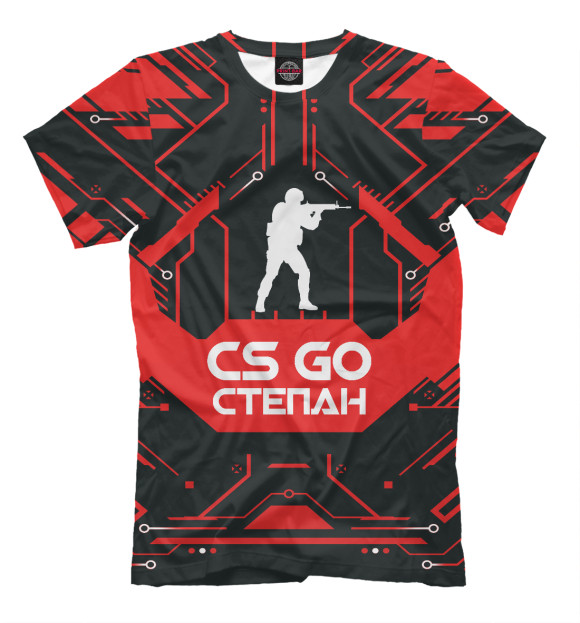 Мужская футболка с изображением Степан в стиле CS GO цвета Черный