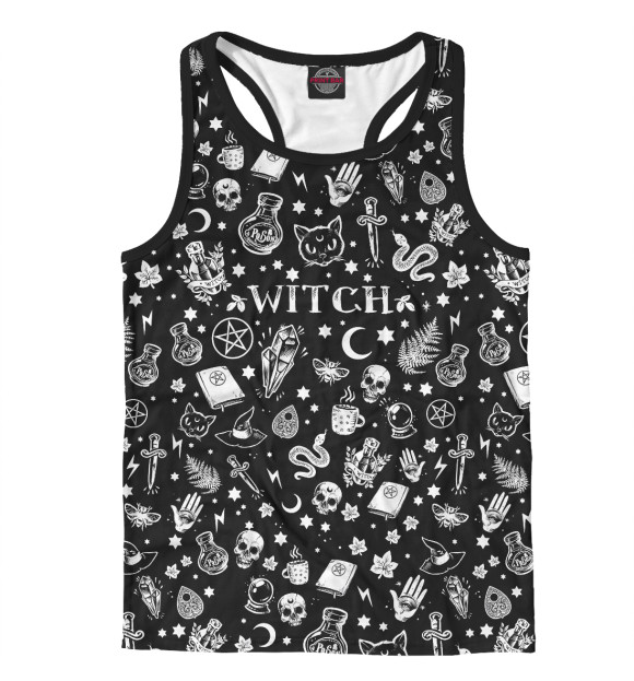 Мужская майка-борцовка с изображением Witch цвета Белый