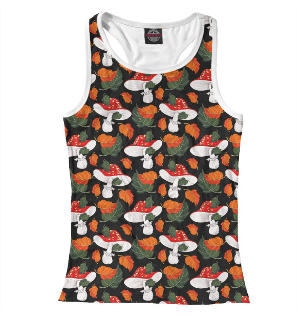 Женская майка-борцовка с изображением Мухомор цвета Белый