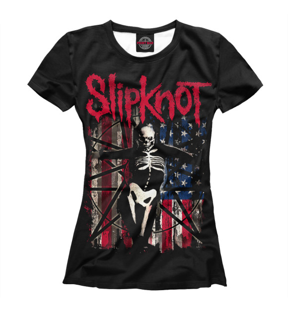 Женская футболка с изображением Slipknot цвета Белый